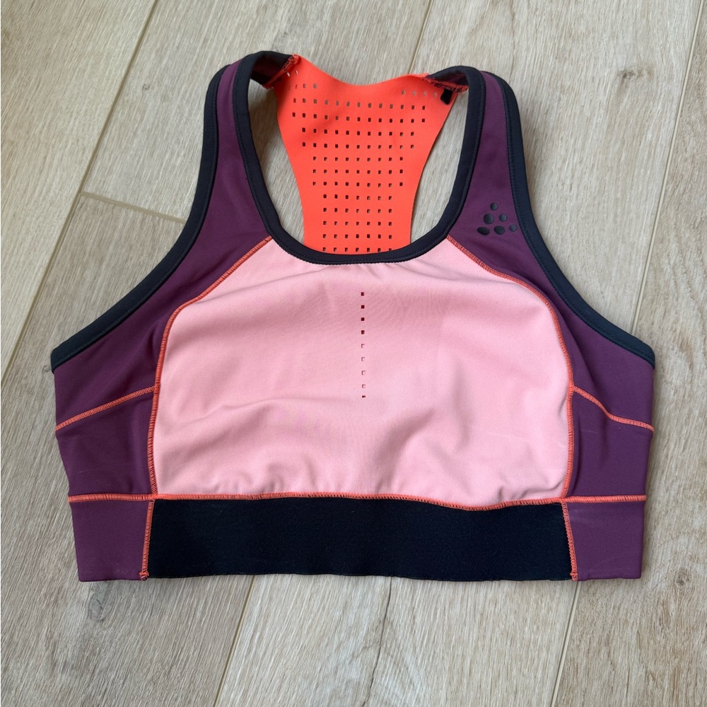 Craft Pink and Purple Sports Bra Moisture-Wicking Racerback